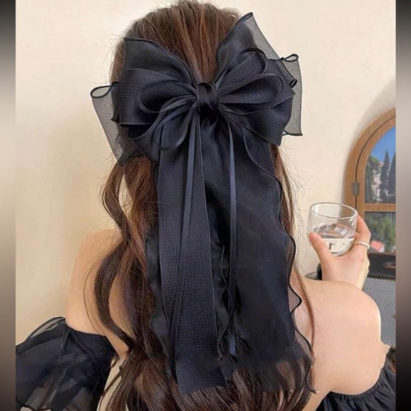 Anthropologie Accessories - Black Ribbon Bow Hair Clip